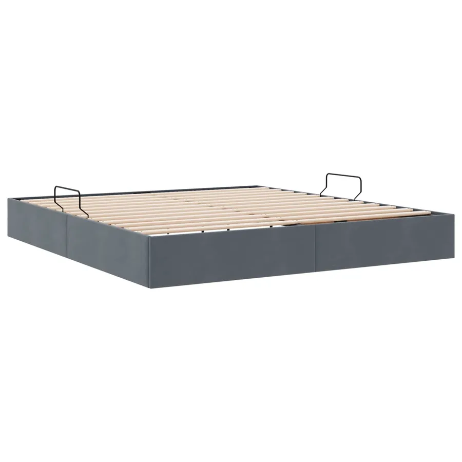 Cadre de lit ottoman Gris foncé 180 x 200 cm Velours - 9