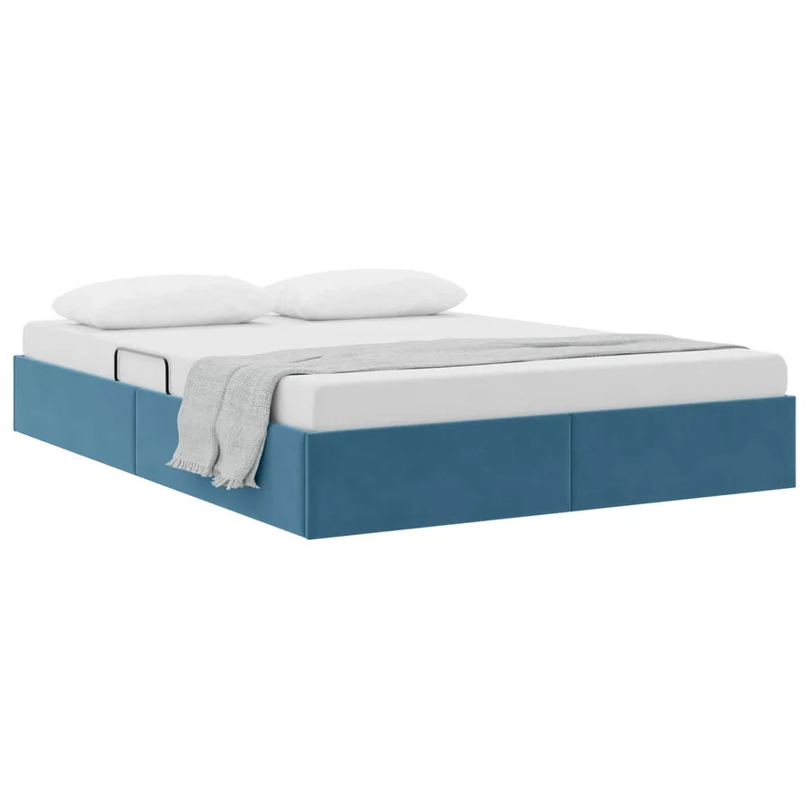 Cadre de lit ottoman Bleu foncé 140 x 190 cm Velours - 3