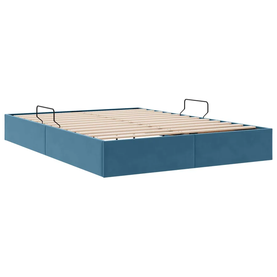Cadre de lit ottoman Bleu foncé 140 x 190 cm Velours - 9
