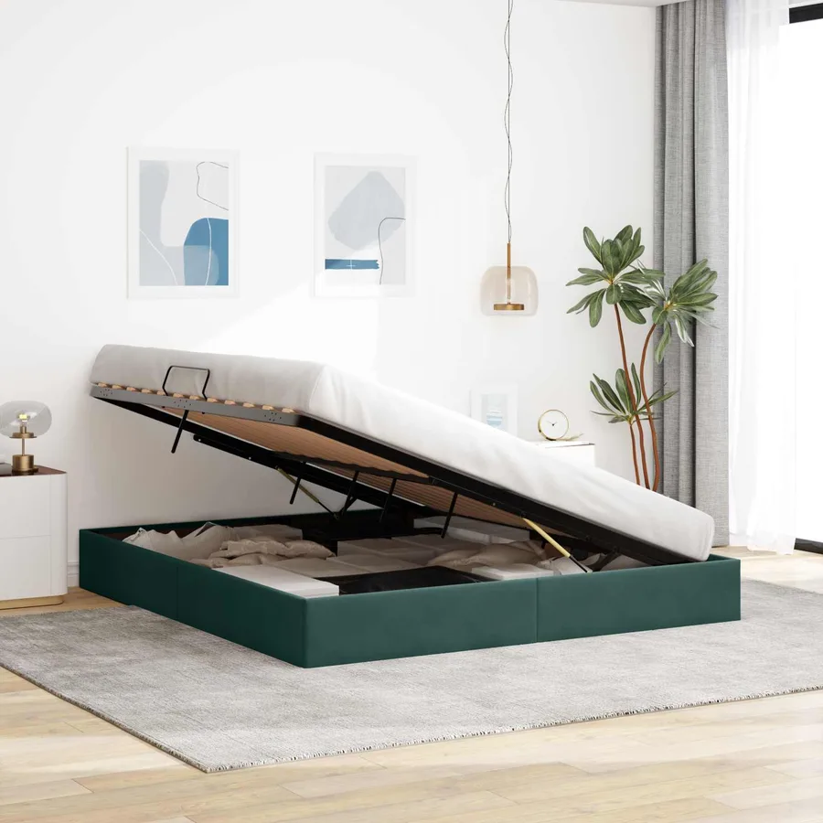 Cadre de lit ottoman Vert foncé 180 x 200 cm Velours - 4