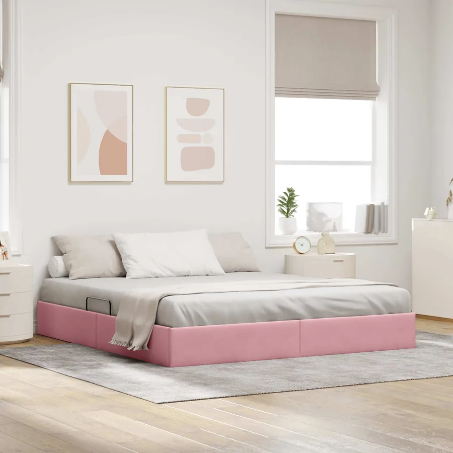 Cadre de lit ottoman avec stockage Rose 180 x 200 cm Velours