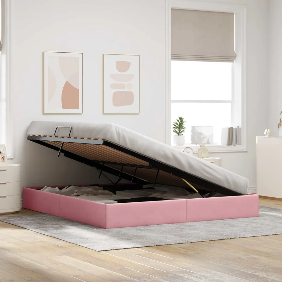 Cadre de lit ottoman avec stockage Rose 180 x 200 cm Velours - 4