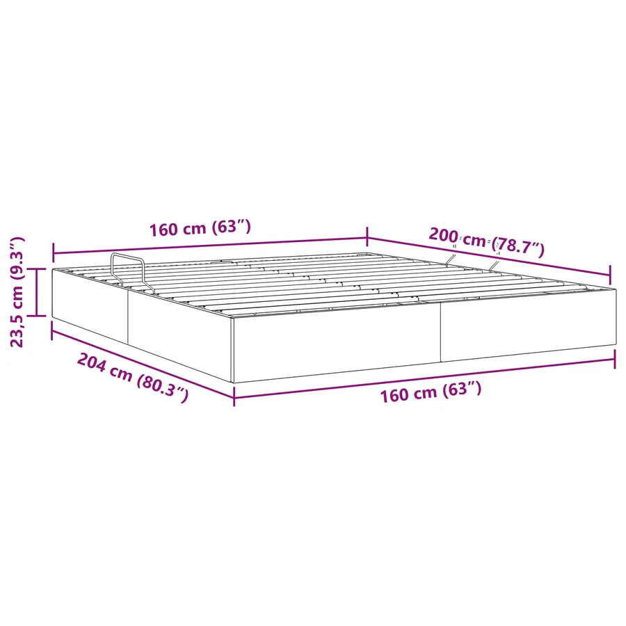 Cadre de lit ottoman Gris clair 160 x 200 cm Velours - 13