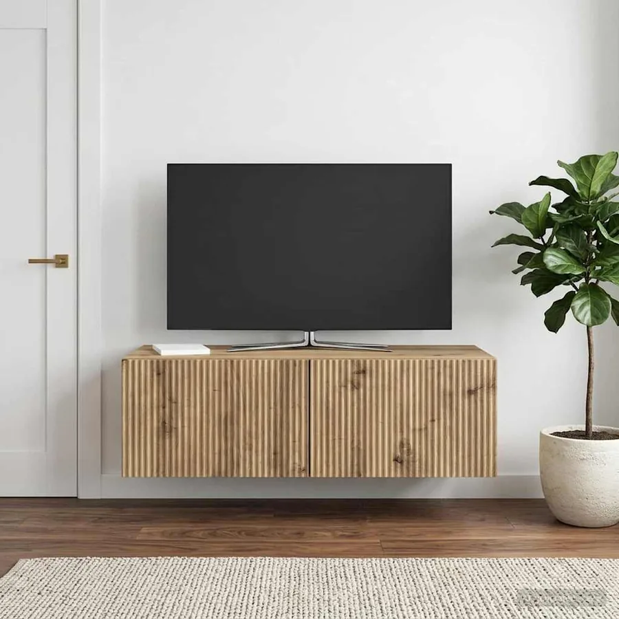 Meuble TV mural 98 x 41 x 30 cm Chêne artisanal