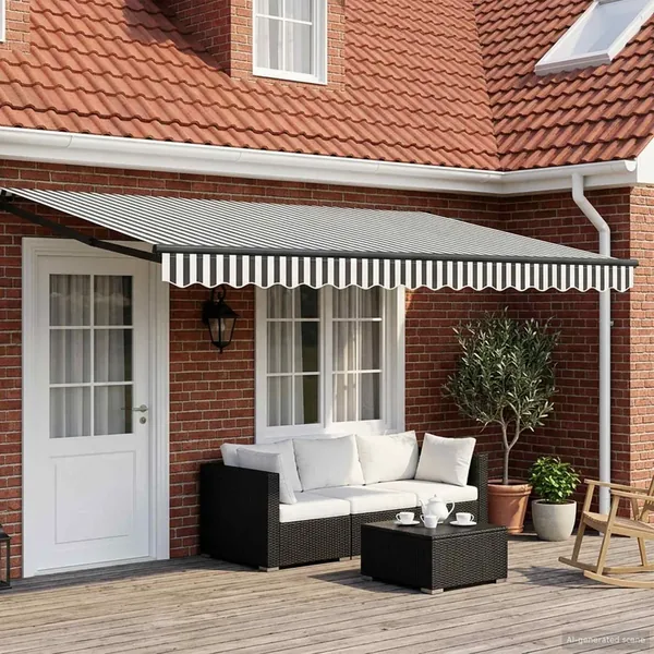 Auvent rétractable électrique Anthracite et blanc 5 x 3 m