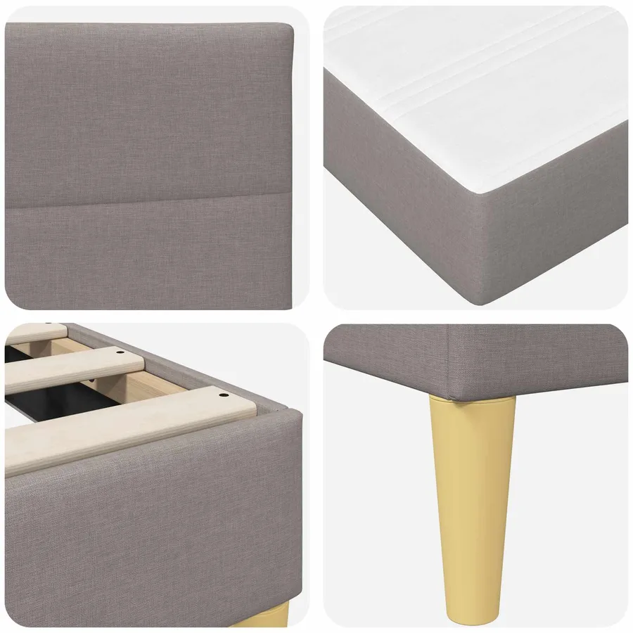 Cadre de lit Taupe 140 x 190 cm Polyester - 9