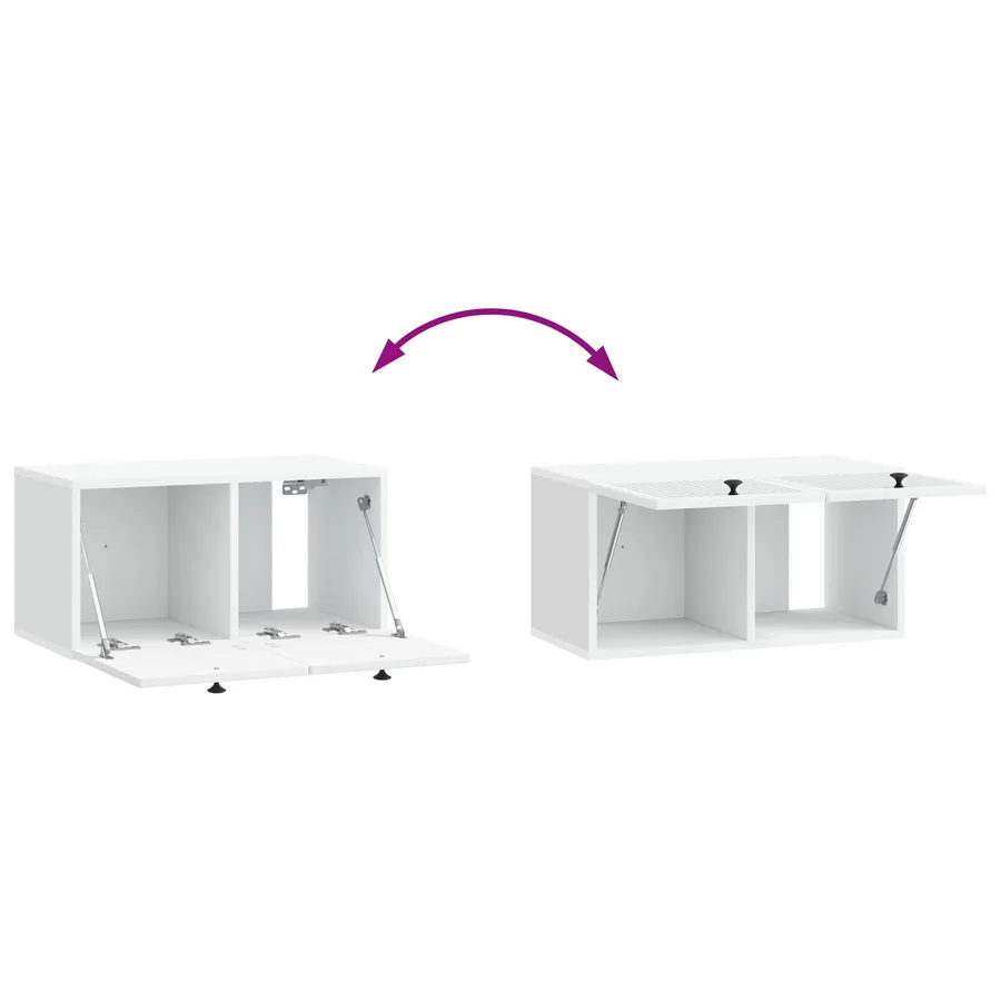 Meuble TV mural Blanc 59,5 x 31 x 30 cm Bois d'ingénierie - 10