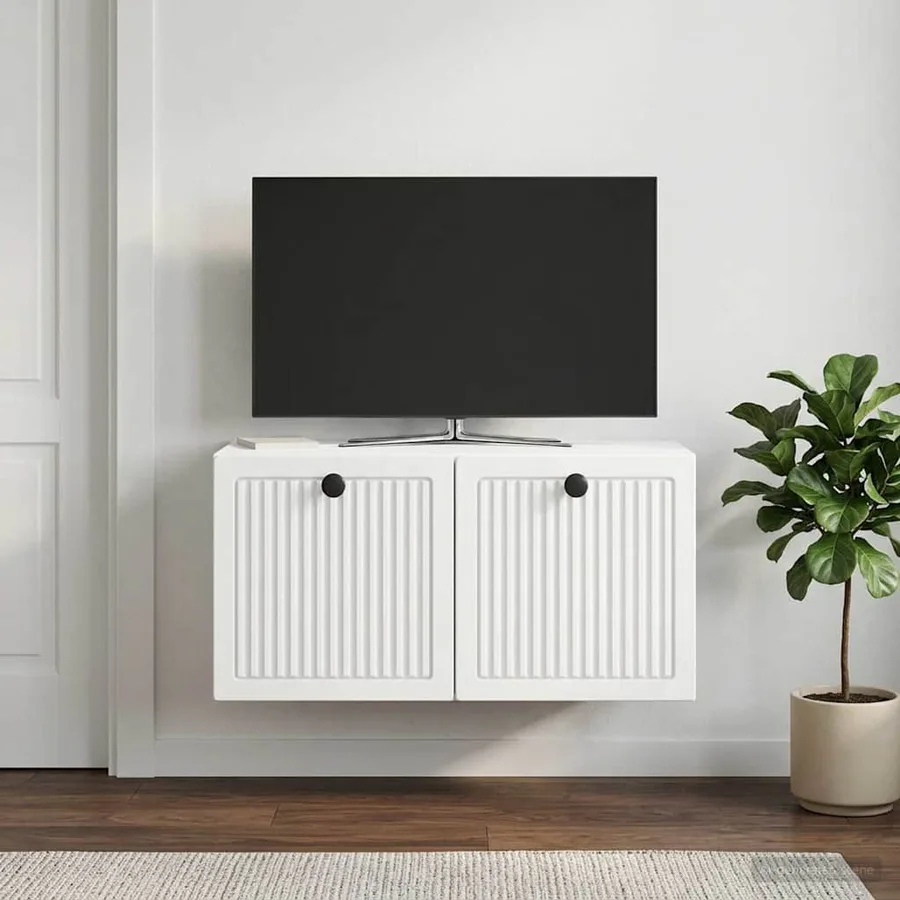 Meuble TV mural Blanc 59,5 x 31 x 30 cm Bois d'ingénierie - 4