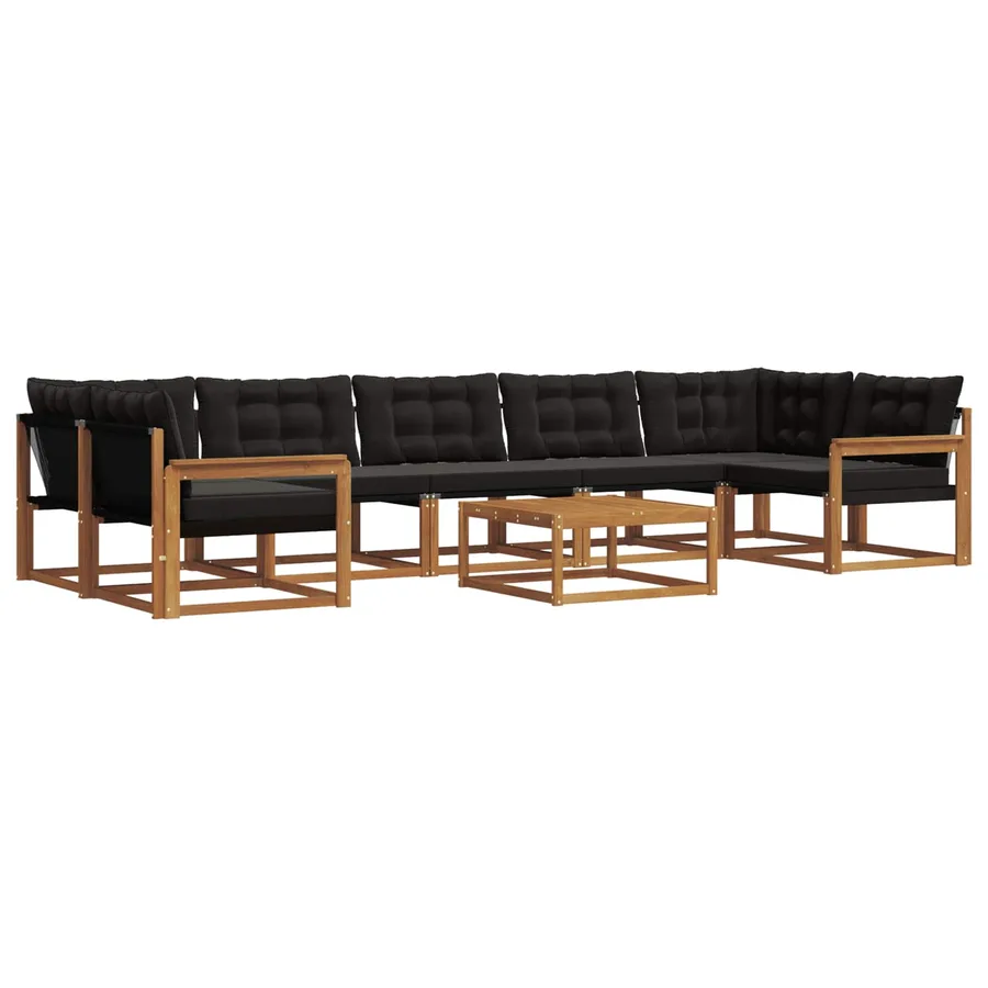 Ensemble de canapés d'extérieur 8 pcs Naturel et Noir - 2