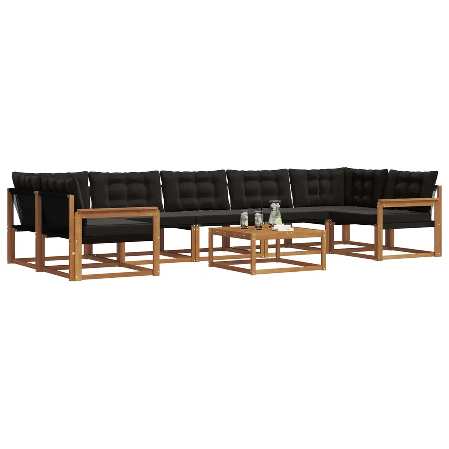 Ensemble de canapés d'extérieur 8 pcs Naturel et Noir - 3