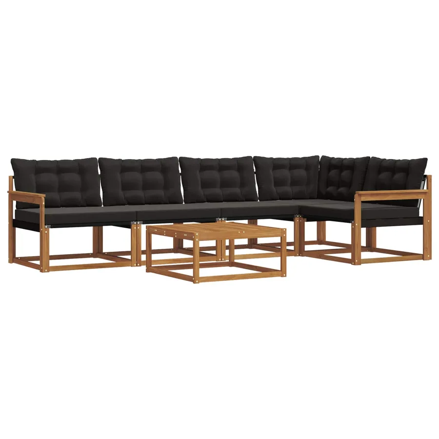 Ensemble de canapés d'extérieur 6 pcs Naturel et Noir - 2