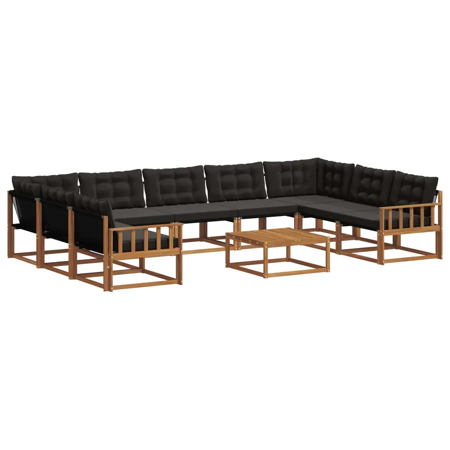 Ensemble de canapés d'extérieur 10 pcs Naturel et Noir - 2