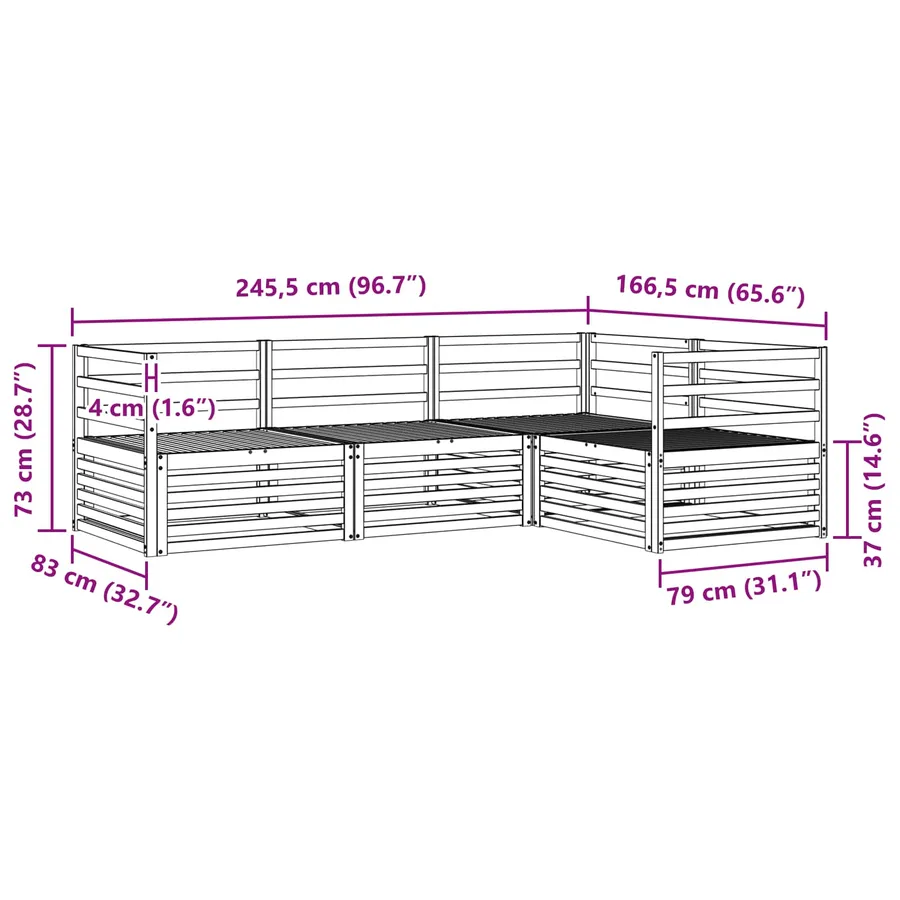 Ensemble de canapés d'extérieur 4 pcs Naturel - 7
