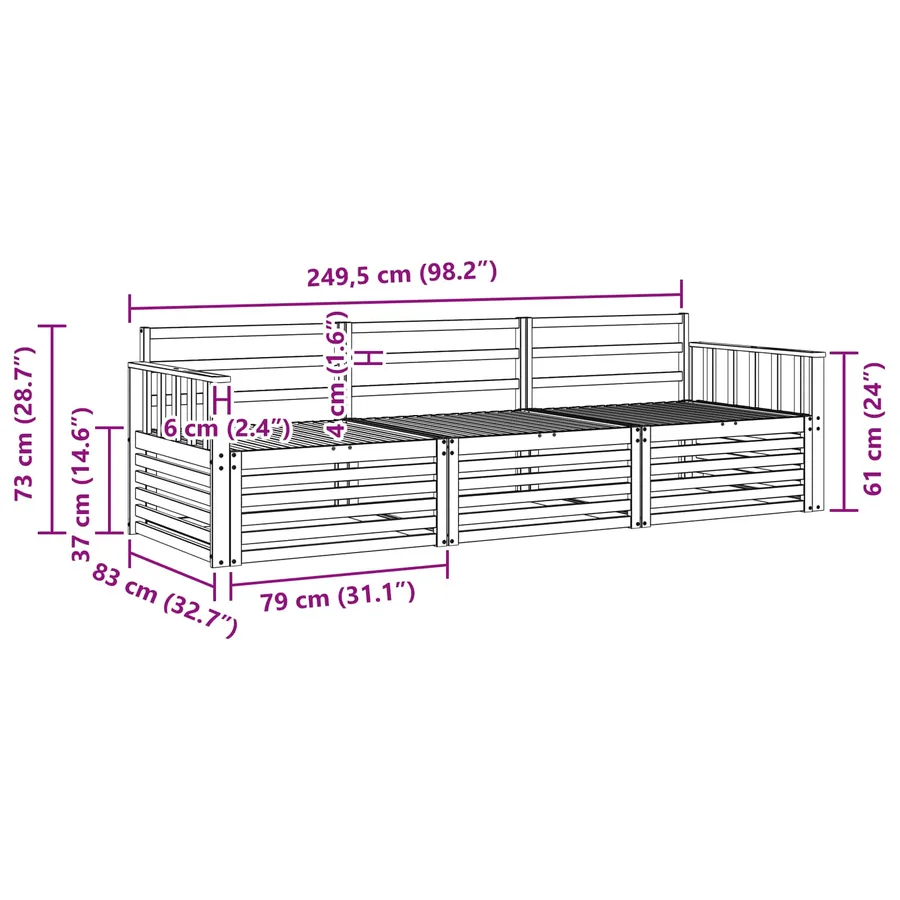 Ensemble de canapés d'extérieur 3 pcs Naturel - 6