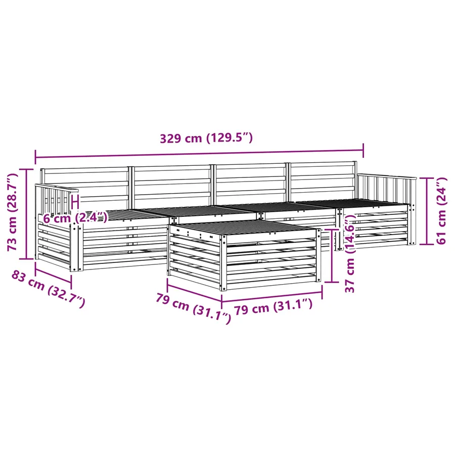 Ensemble de canapés d'extérieur 5 pcs Naturel - 9