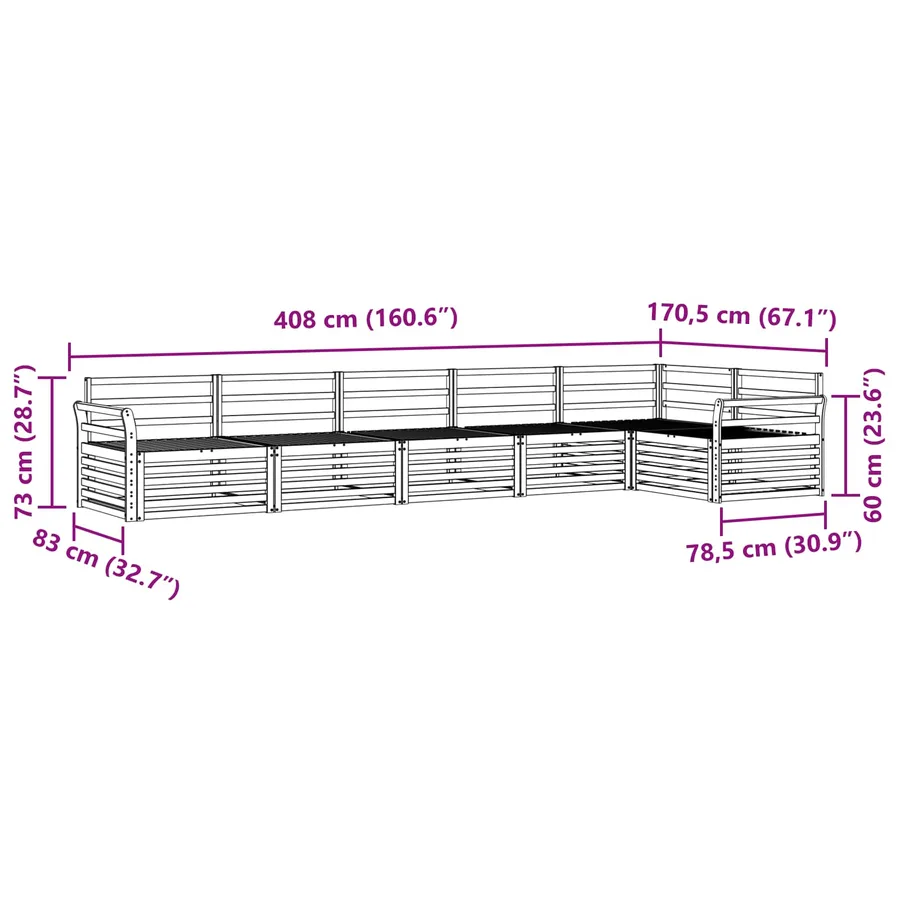 Ensemble de canapés d'extérieur 6 pcs Naturel - 8