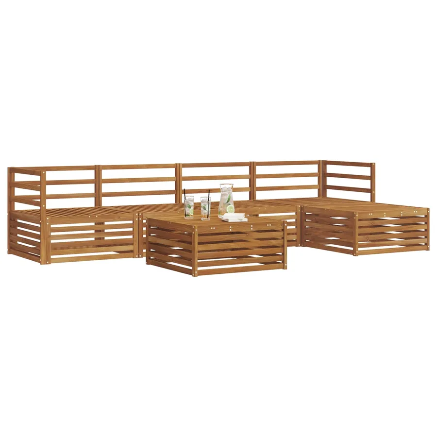 Ensemble de canapés d'extérieur 6 pcs Naturel - 3
