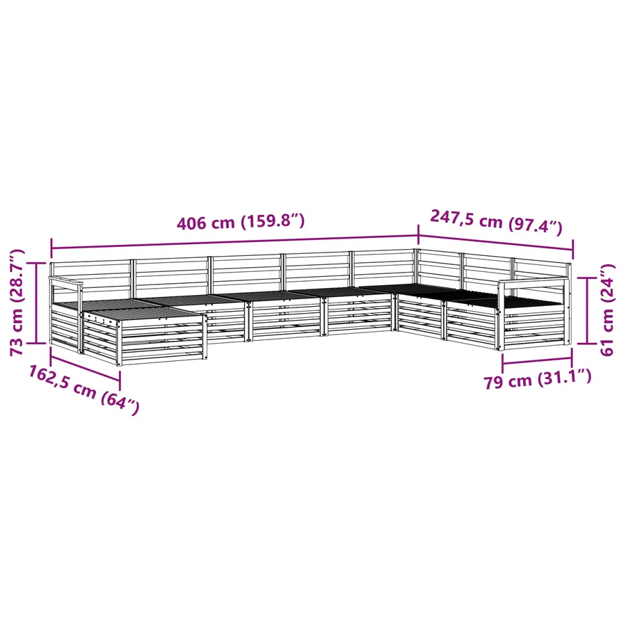 Ensemble de canapés d'extérieur 8 pcs Naturel - 9