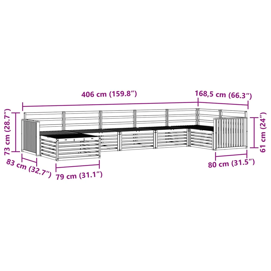 Ensemble de canapés d'extérieur 7 pcs Naturel - 8