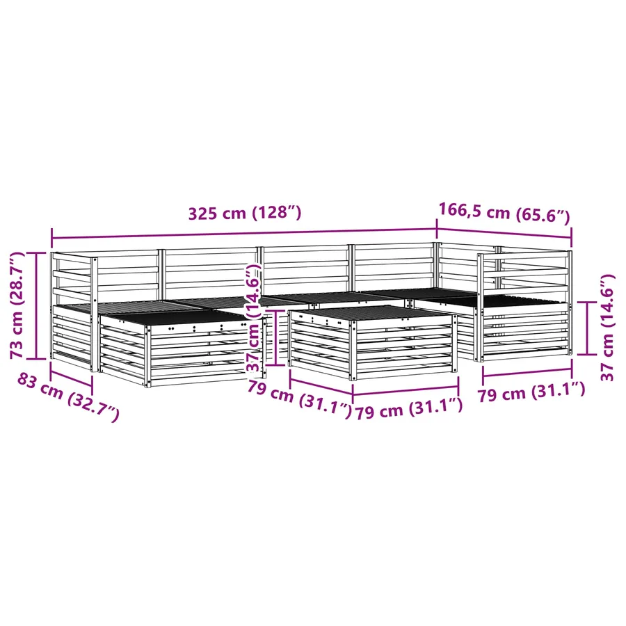 Ensemble de canapés d'extérieur 7 pcs Naturel - 11