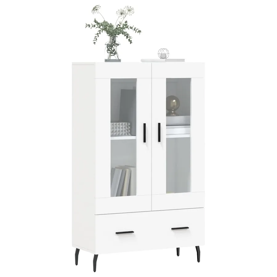 Buffet haut blanc 69,5x31x115 cm bois d'ingénierie - 3