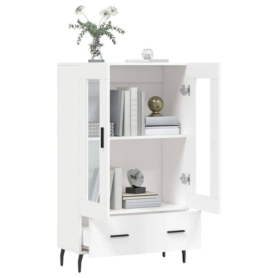 Buffet haut blanc 69,5x31x115 cm bois d'ingénierie - 4