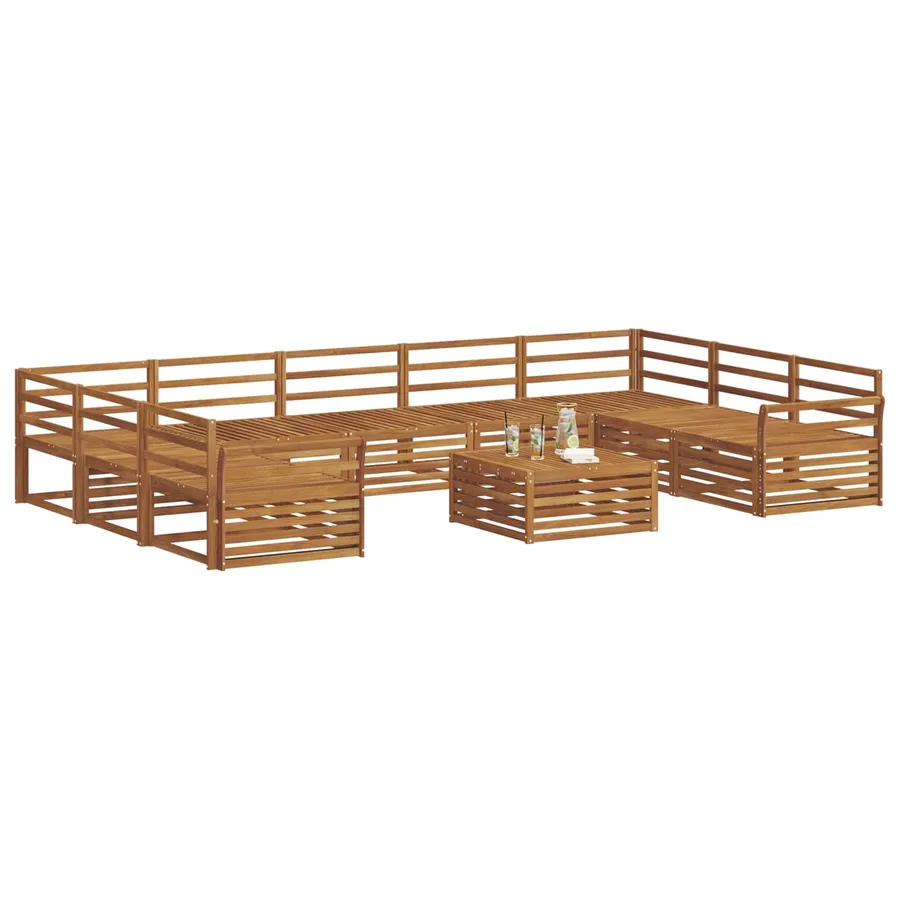 Ensemble de canapés d'extérieur 10 pcs Naturel - 3