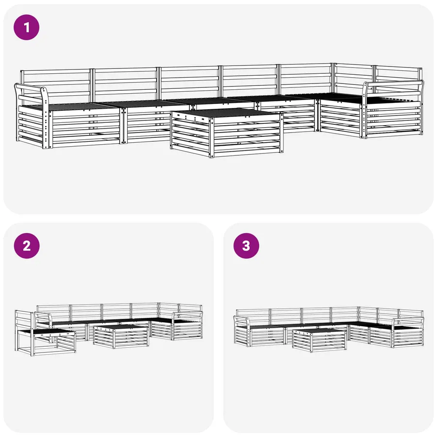 Ensemble de canapés d'extérieur 7 pcs Naturel - 9