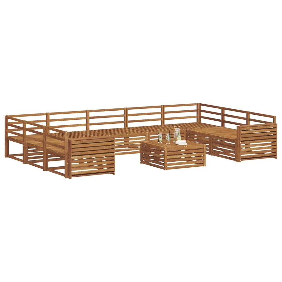 Ensemble de canapés d'extérieur 10 pcs Naturel - 3