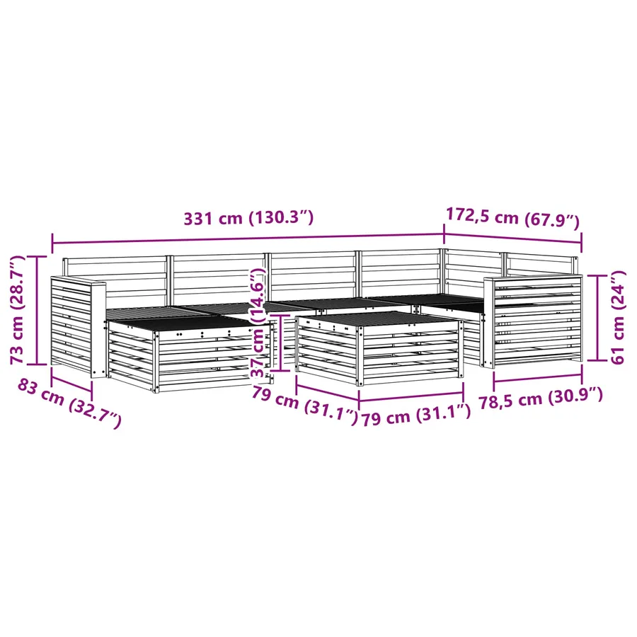 Ensemble de canapés d'extérieur 7 pcs Naturel - 11