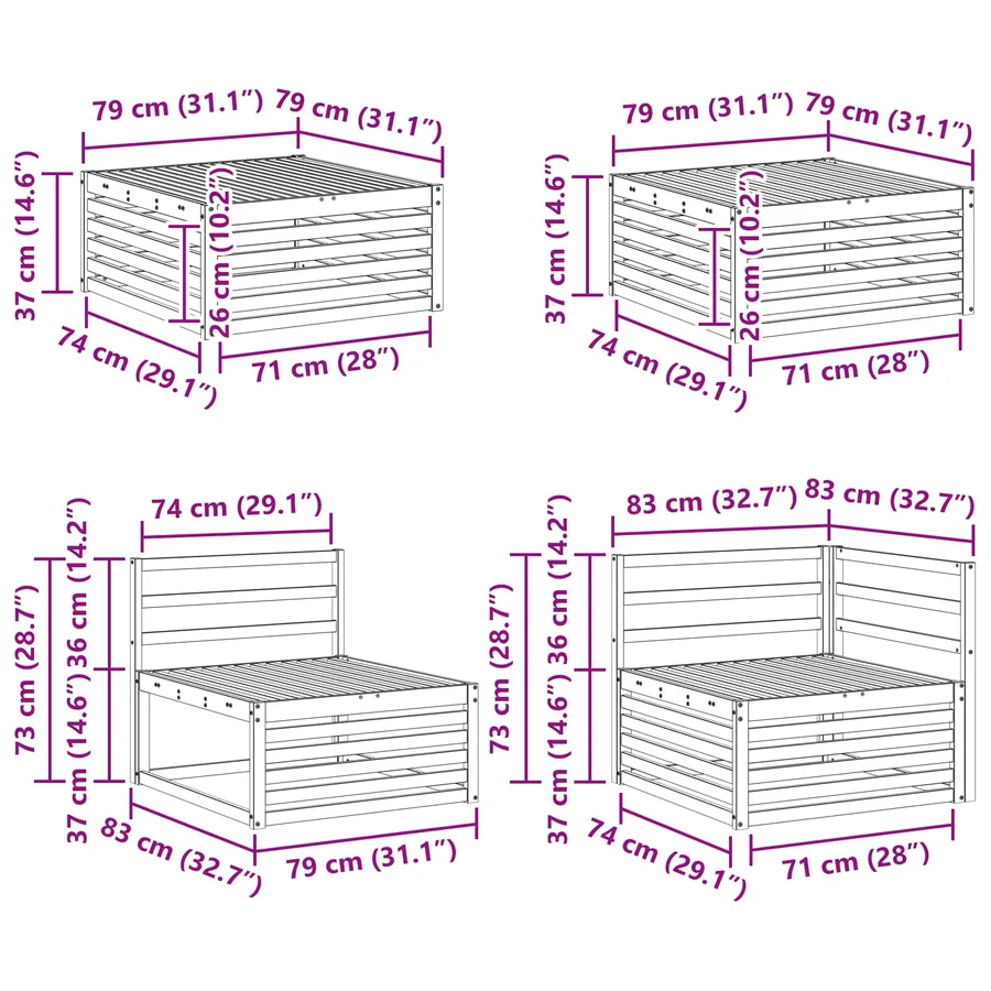 Ensemble de canapés d'extérieur 7 pcs Naturel - 12