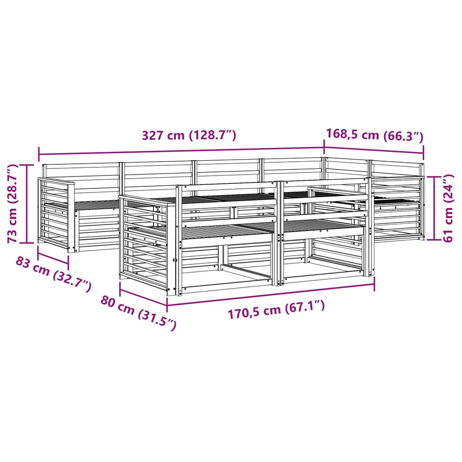 Ensemble de canapés d'extérieur 7 pcs Naturel - 7