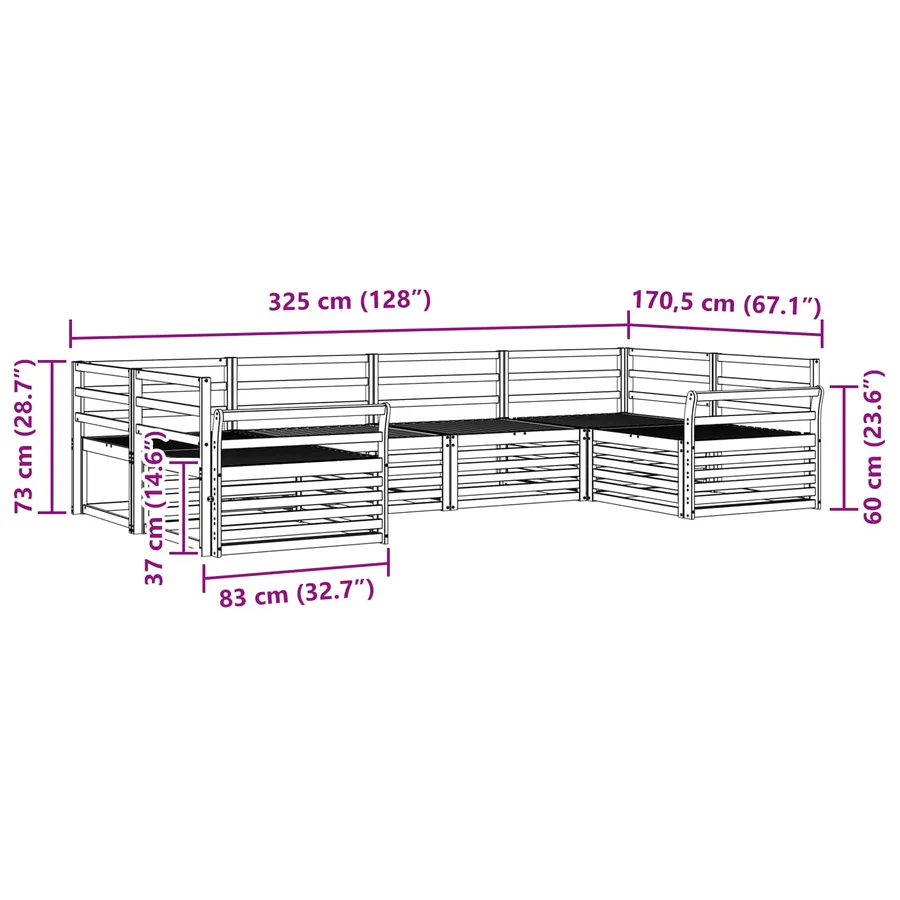 Ensemble de canapés d'extérieur 6 pcs Naturel - 7