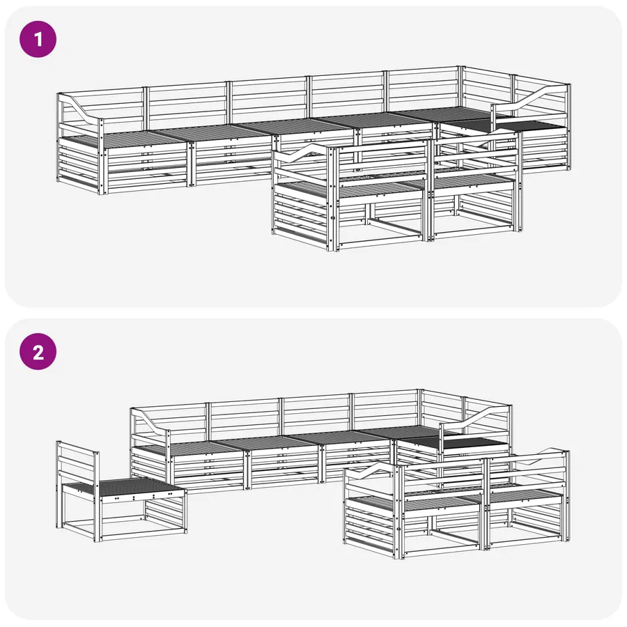 Ensemble de canapés d'extérieur 8 pcs Naturel - 6