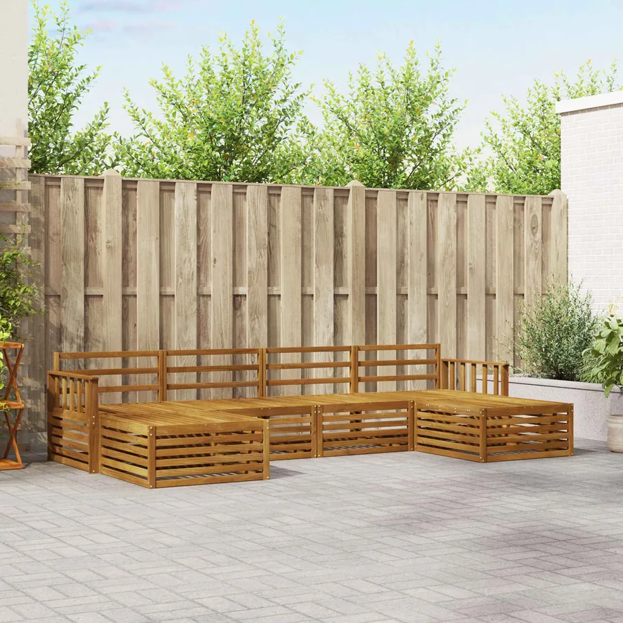 Ensembles de canapés 6 pcs Naturel Bois d'Acacia Massif