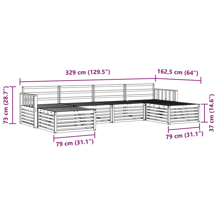 Ensembles de canapés 6 pcs Naturel Bois d'Acacia Massif - 8