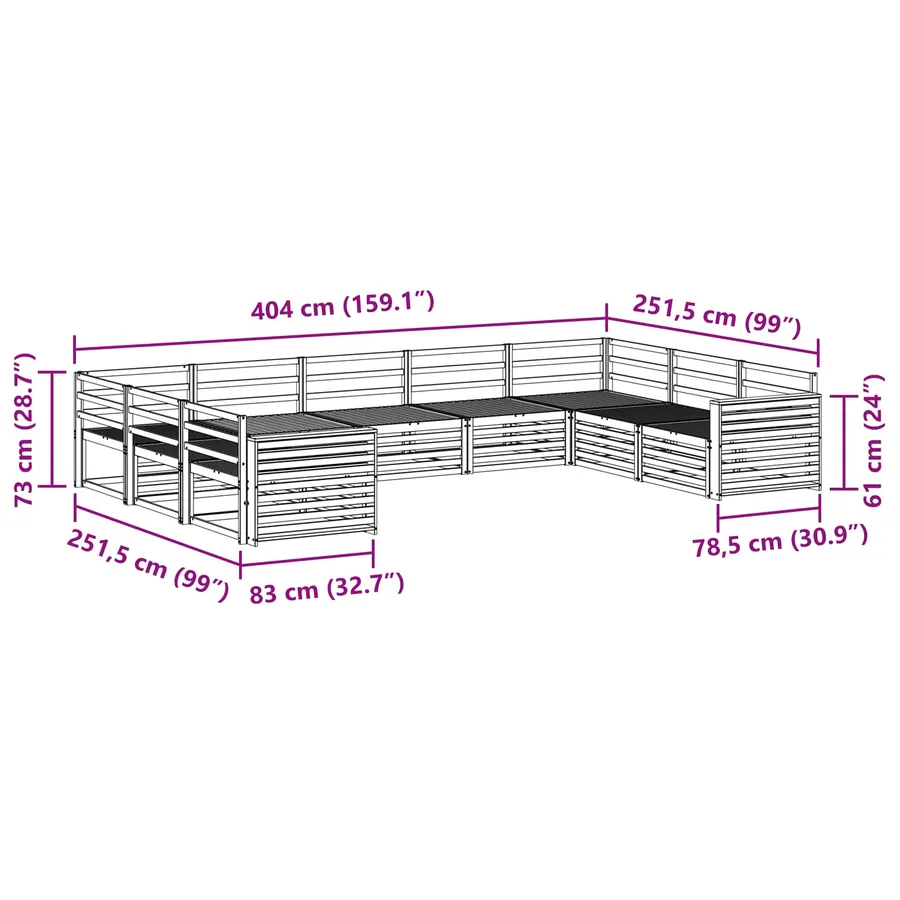Ensemble de canapés d'extérieur 9 pcs Naturel - 8