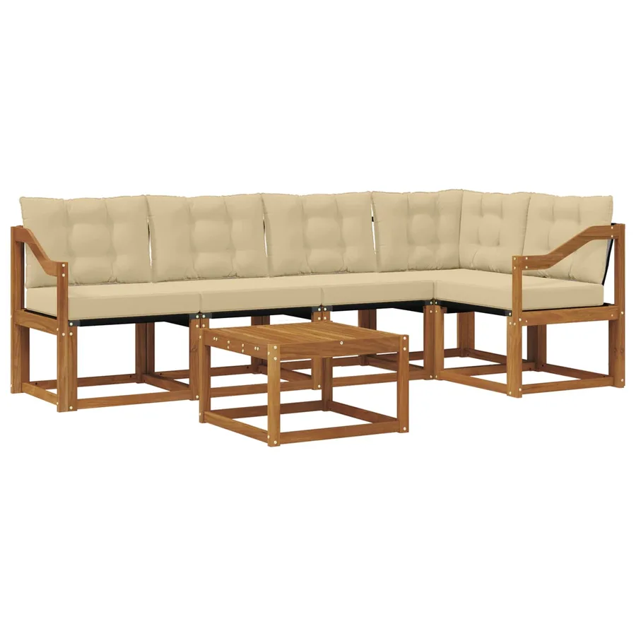Ensemble de canapés d'extérieur 6 pcs Naturel et Beige - 2
