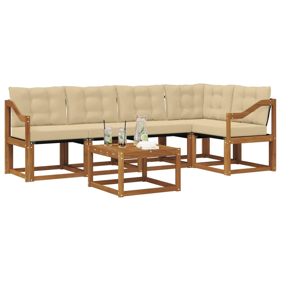 Ensemble de canapés d'extérieur 6 pcs Naturel et Beige - 3