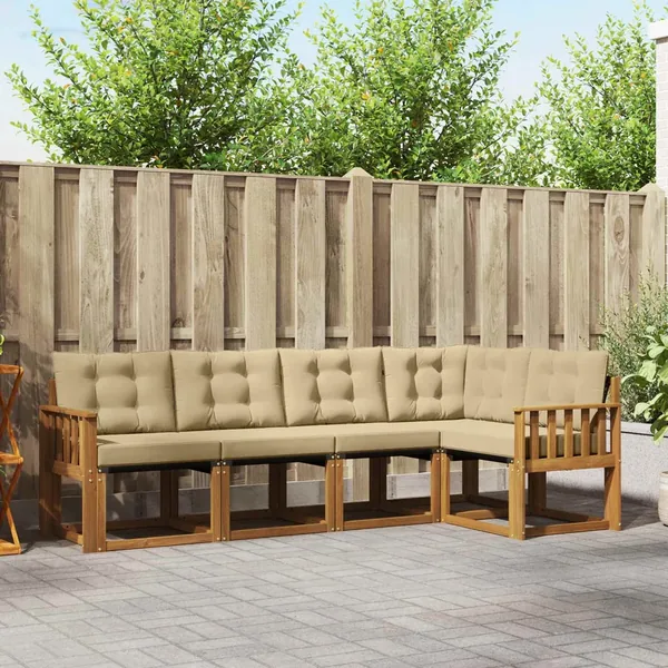Ensemble de canapés d'extérieur 5 pcs Naturel et Beige