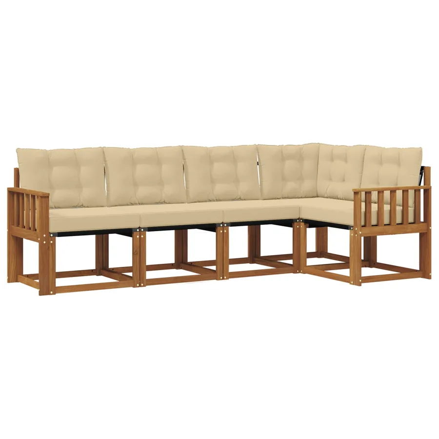 Ensemble de canapés d'extérieur 5 pcs Naturel et Beige - 2