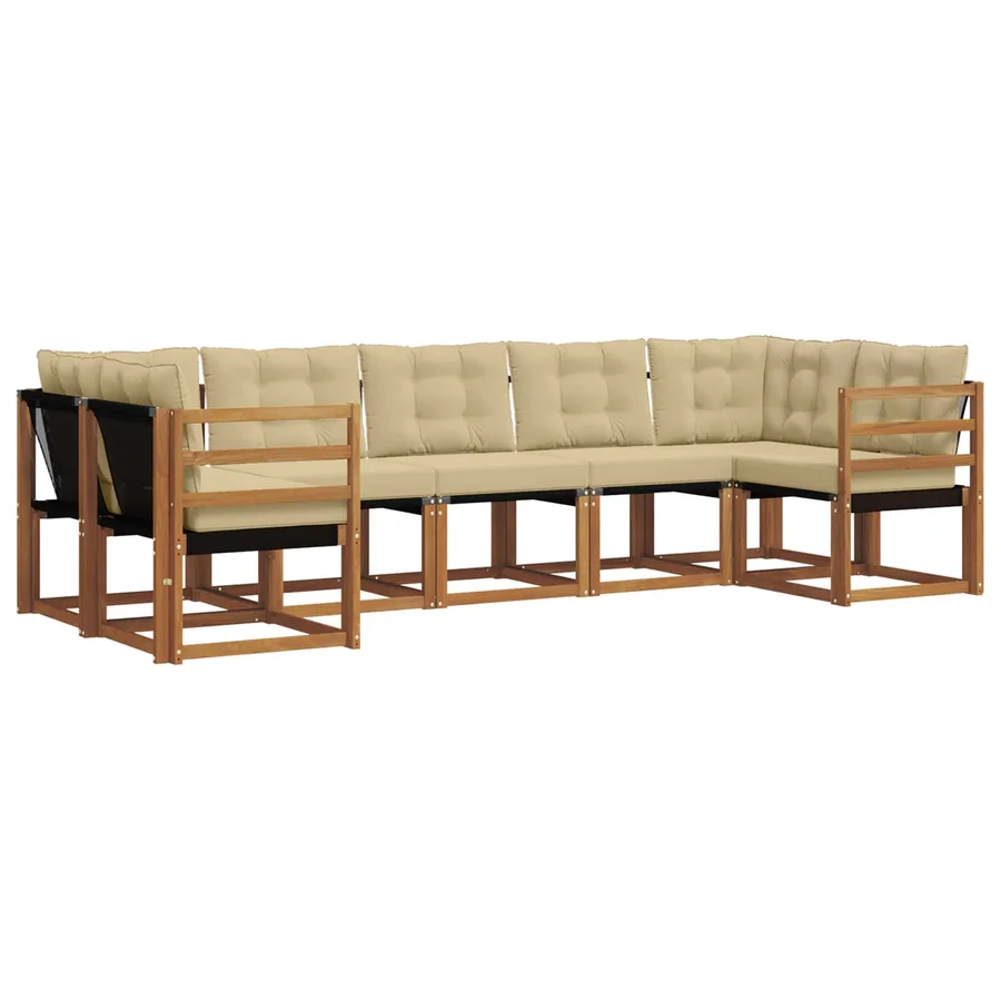 Ensemble de canapés d'extérieur 7 pcs Naturel et Beige - 2
