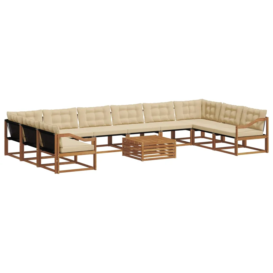 Ensemble de canapés d'extérieur 11 pcs Naturel et Beige - 2