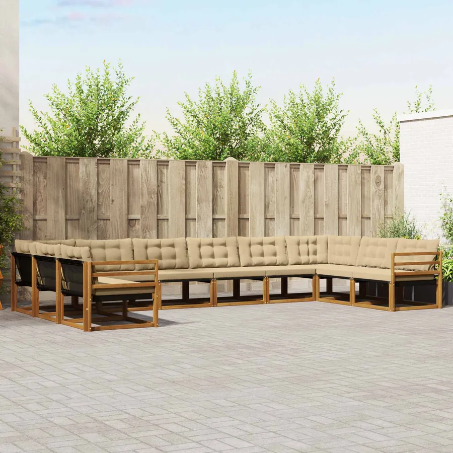Ensemble de canapés d'extérieur 10 pcs Naturel et Beige