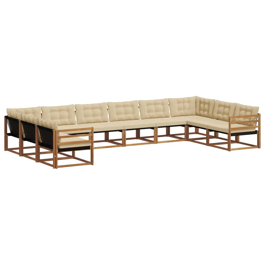 Ensemble de canapés d'extérieur 10 pcs Naturel et Beige - 2