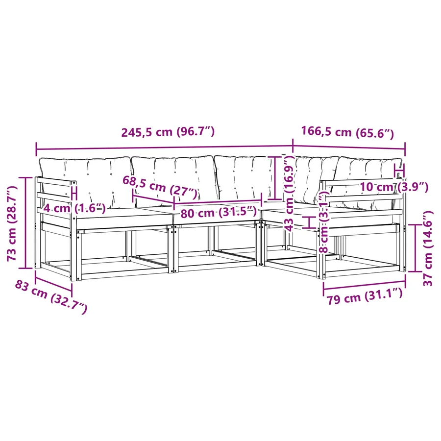 Ensemble de canapés d'extérieur 4 pcs Naturel et Beige - 11