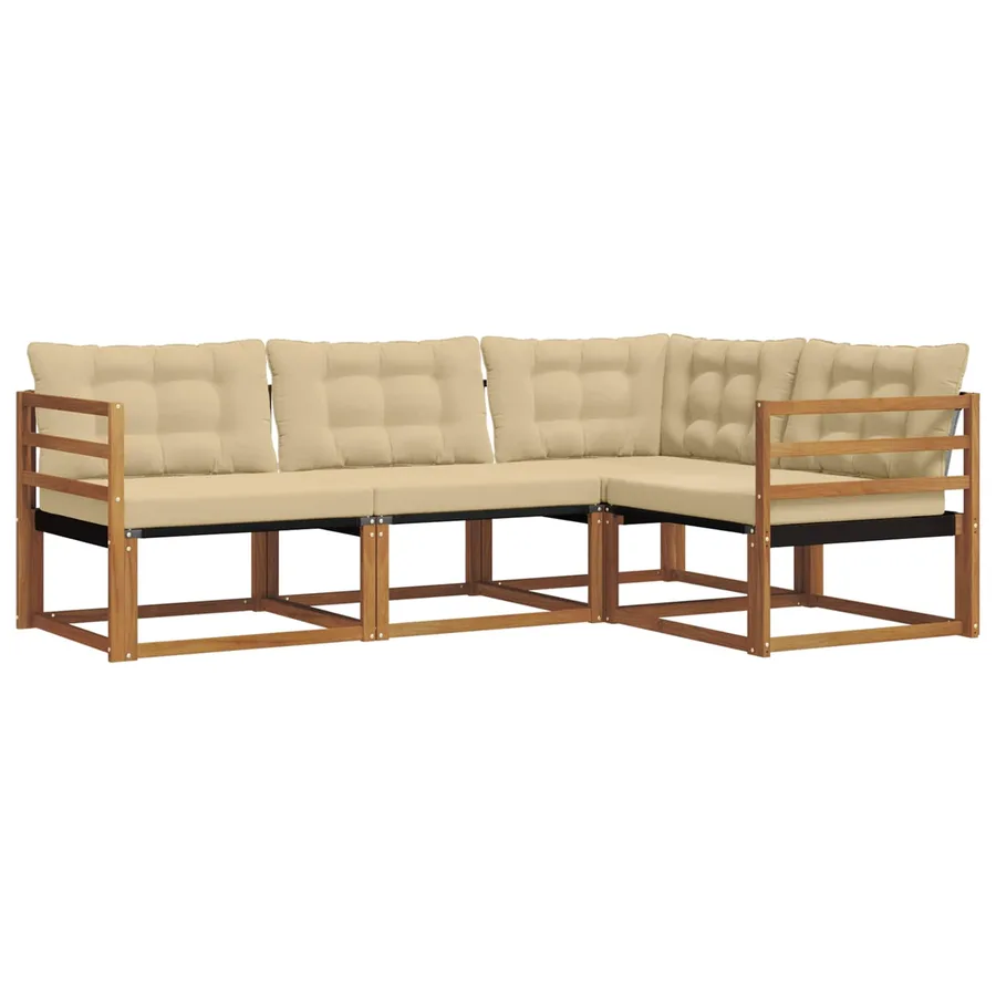Ensemble de canapés d'extérieur 4 pcs Naturel et Beige - 2