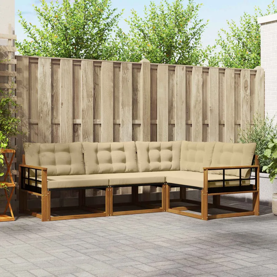 Ensemble de canapés d'extérieur 4 pcs Naturel et Beige