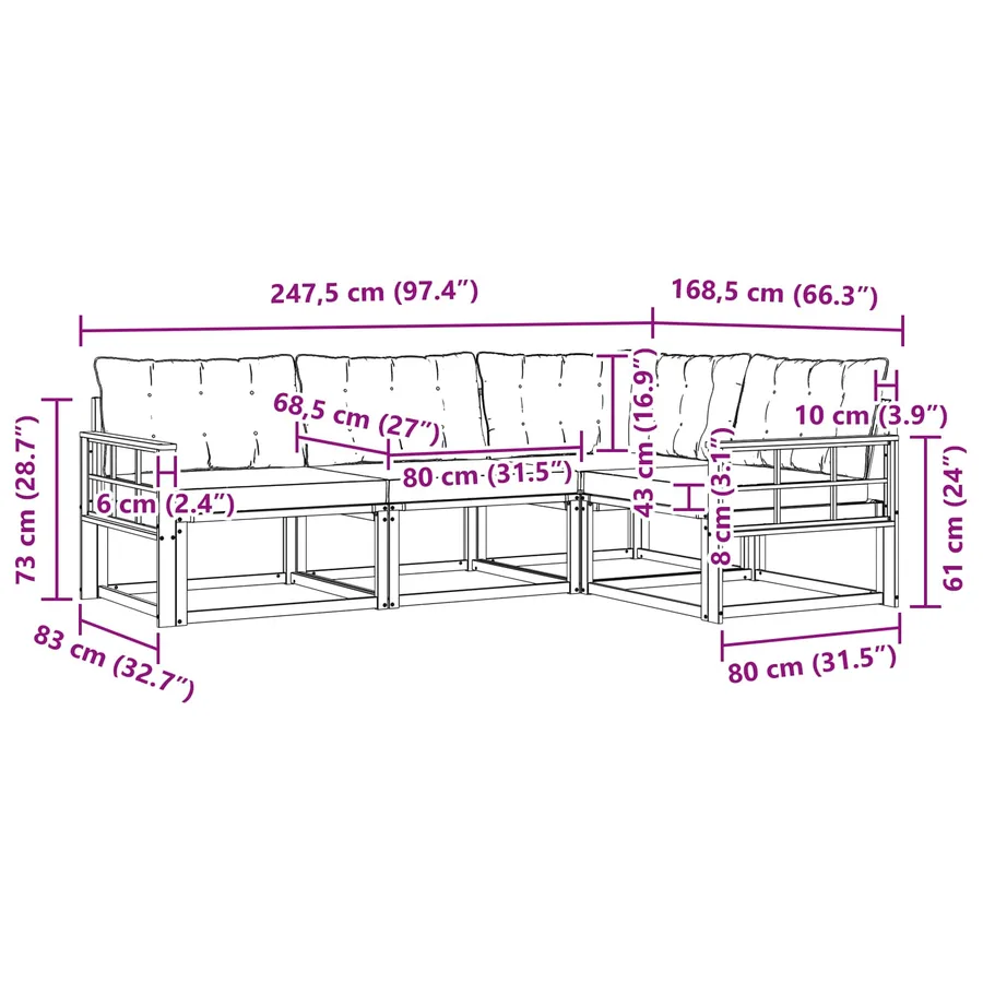 Ensemble de canapés d'extérieur 4 pcs Naturel et Beige - 11