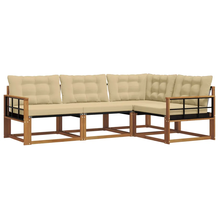 Ensemble de canapés d'extérieur 4 pcs Naturel et Beige - 2